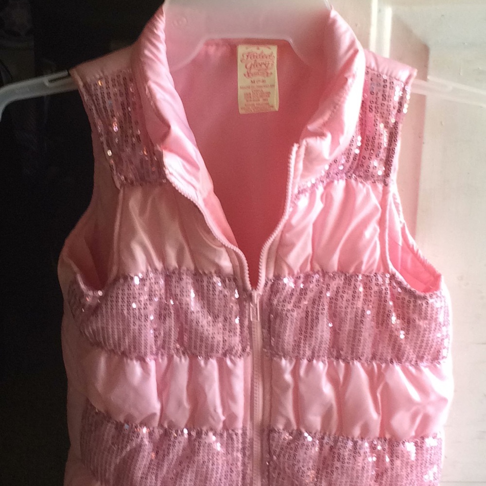 Girls pink sequin faded glory vest